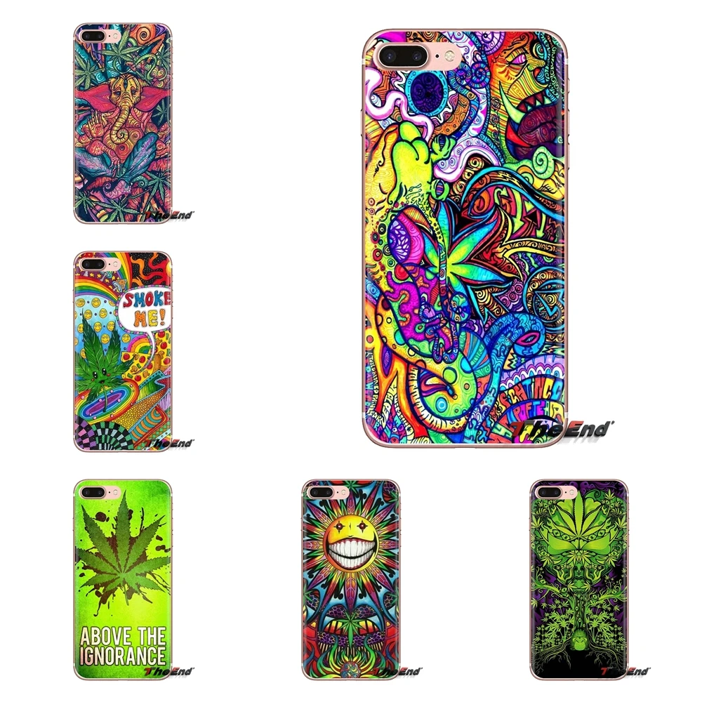Psychedelic Ganja Pot Leaf Art Чехол для мобильного телефона Samsung Galaxy S3 S4 S5 Mini S6 S7 Edge S8 S9 S10 Plus Note 3