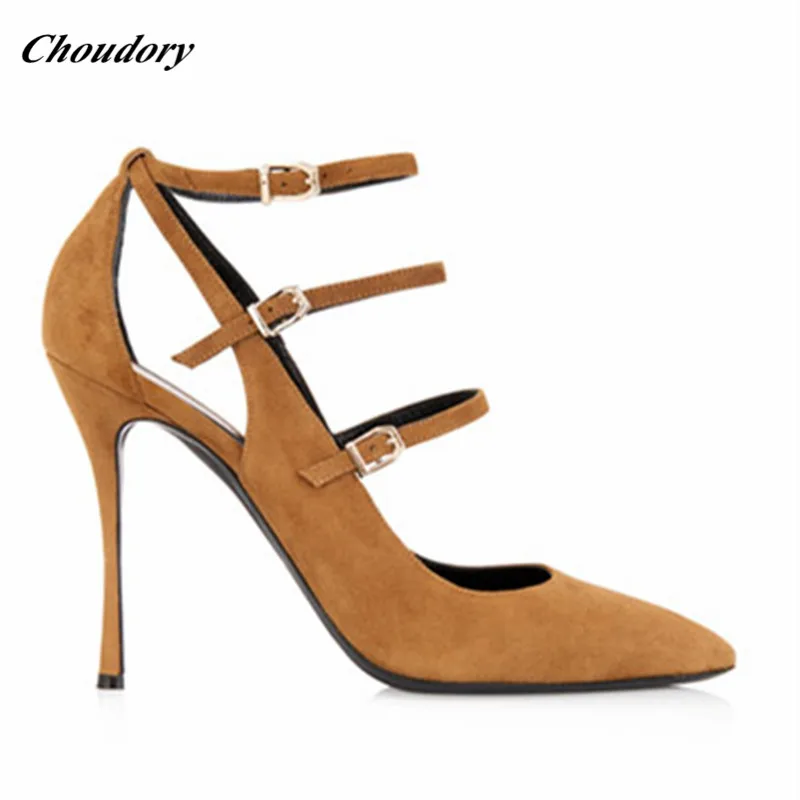 A Scamosciata Pic Partito Sapatos Modo Mulher Alto Scarpe Sexy Di Alta Pompe 2019 Tacco Della out as Gladiatore Pic As Pelle Fibbia Tacchi Punta Cut Cinghia rx0qY06w4