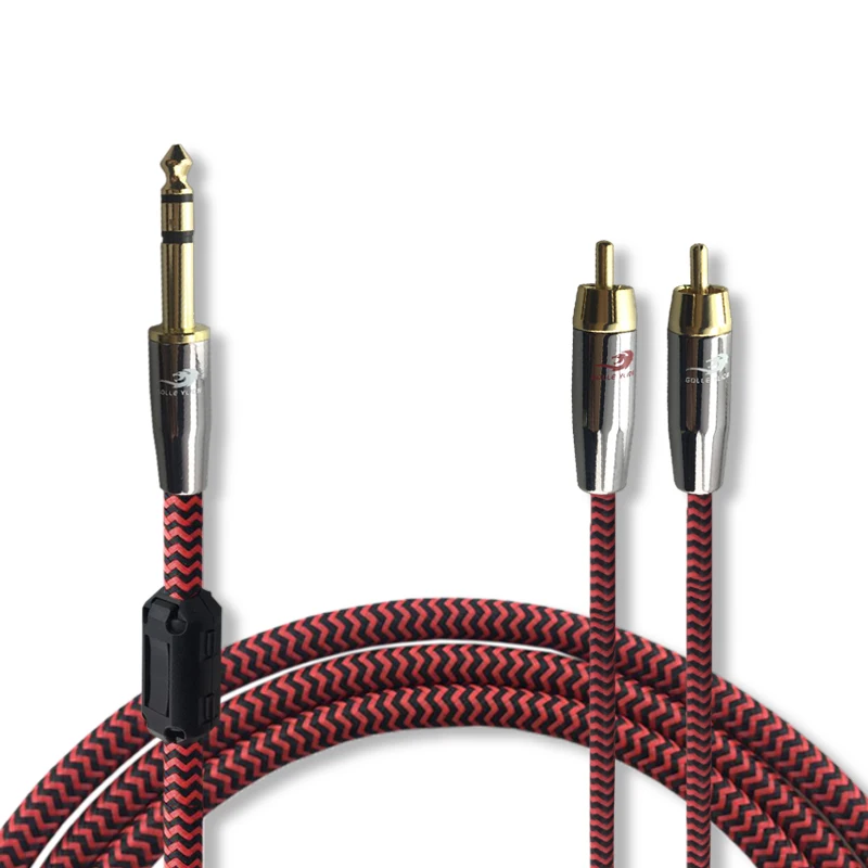 High Premium Stereo Male 6 35mm to 2 RCA Male Shield Cable Phono Mixing Console font