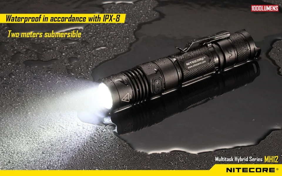 Nitecore MH12 MH12W аккумуляторной фонарик 1000 люмен XM-L2 U2 светодиодный водонепроницаемый с Nitecore 3200 мАч перезаряжаемый аккумулятор