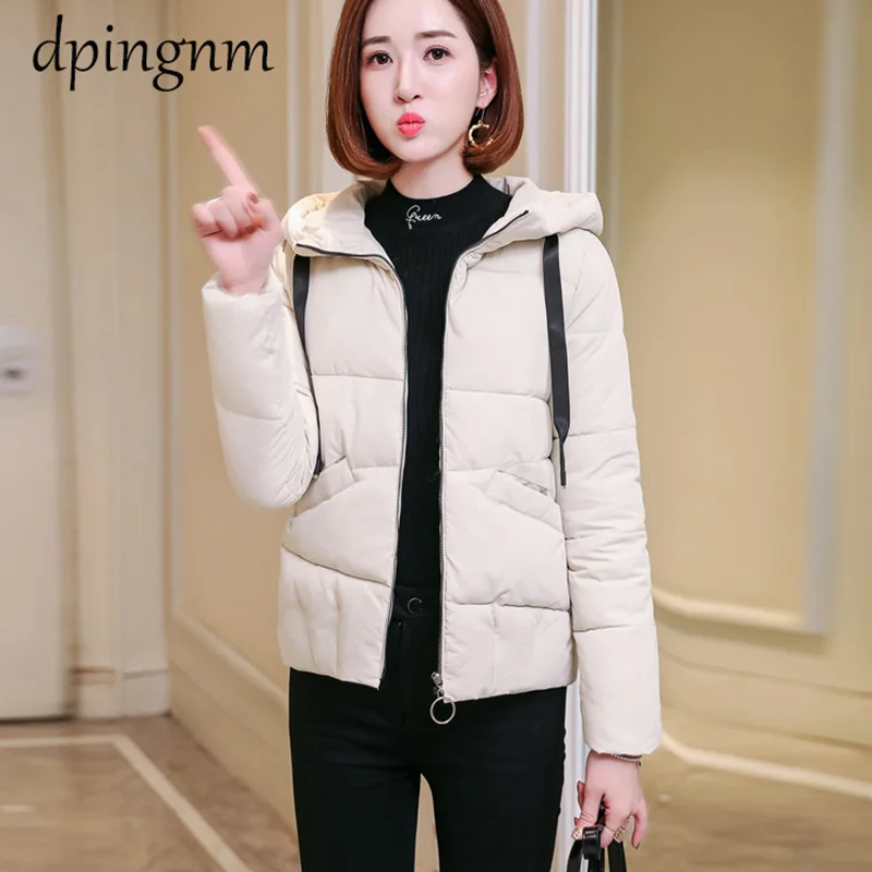 

2019 Winter Jacket women Plus Size Womens Parkas Thicken Outerwear solid hooded Coats Short Female Slim Cotton padded basic tops