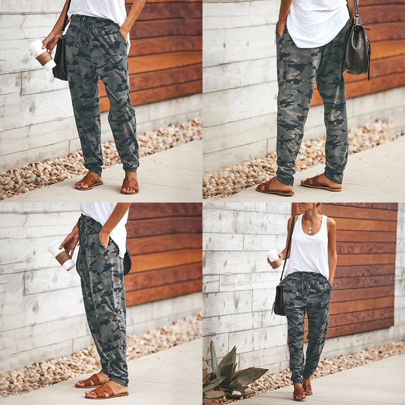 

Large size Pants Women Drawstring Exercise Sport Pants Loose Camouflage Jogging Pants Gym Fitness Camo Female Training Pants