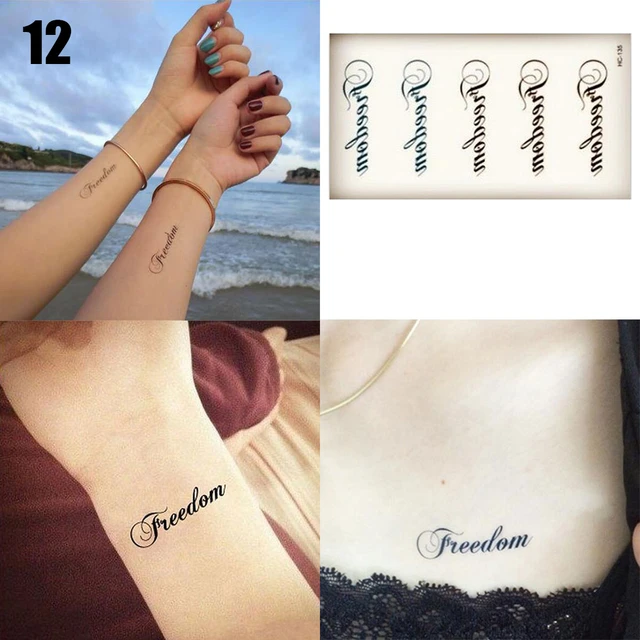 Waterproof Temporary Tattoo Sticker Letters Freedom Tattoo Water Transfer  Flash Tattoo For Men Women Body Art Decoration _ - AliExpress Mobile