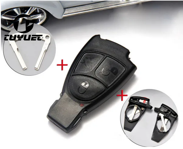 Replacement 3 Buttons Smart Key Case FOB Shell With font b Battery b font Holder Clip