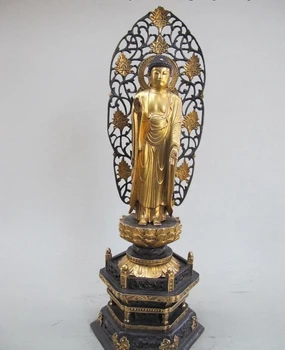 

16"Tibet classic 100% Pure Bronze 24K Gold Tathagata Sakyamuni Buddha Statue