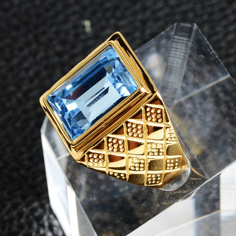 Retro Male Stainless Steel Ring Manhattan College Gold-Color School Veteran For Men gold color rings stainless steel ring finger ring gold color ring