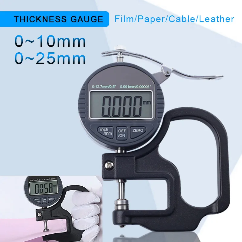 0 10/25mm Digital Thickness Gauge 0.001mm 0.01mm Micron thickness
