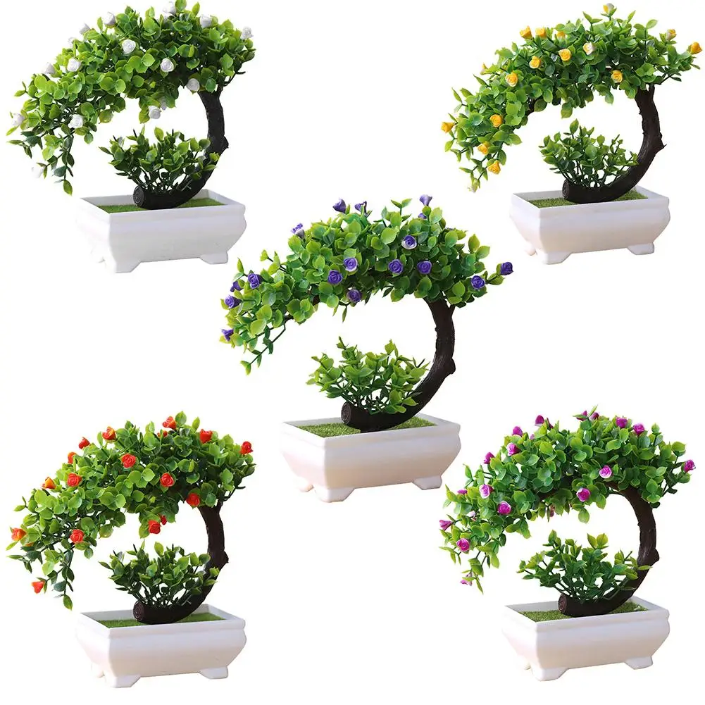 

Artificial Plant Bonsai Fake Flower Potted Ornament Home Hotel Garden Decor Gift Wedding Flower Scrapbooking Fake Flowers
