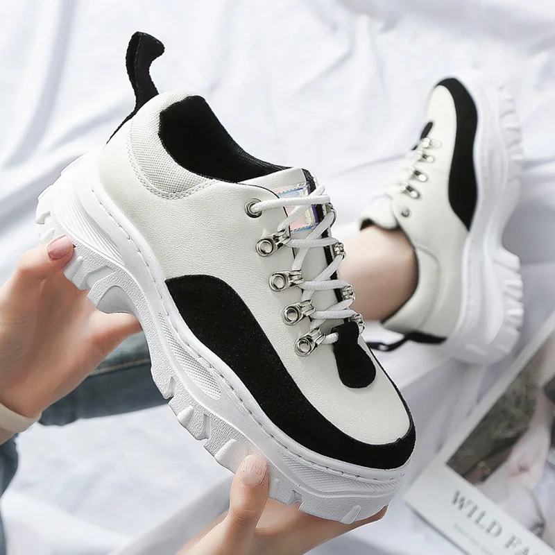 

2019 Autumn New Sneakers Women Casual Chunky Wedge Platform Thick Sole Shoes Comfortable Breathable Mesh Ladies Footwear