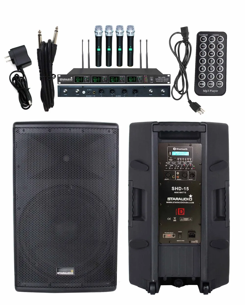 STARAUDIO 15 Inch 4000W Powered Active PA DJ Speaker Stage Party Audio