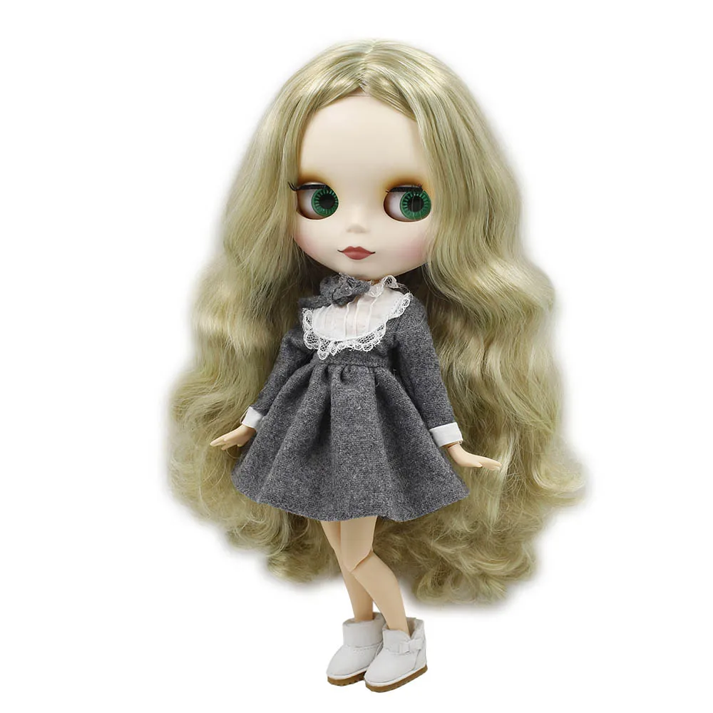 Blyth White Skin Nude Doll Joint Body Mix Wavy Hair Central Cut