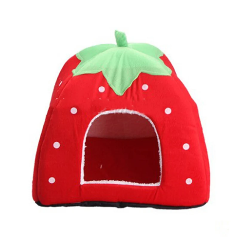 Cute Warm And Sweet Nest Foldable Pet House Dog Cat Strawberry Universal Bed Mats For Dogs Cats Kennel Pets Accessories | Дом и сад