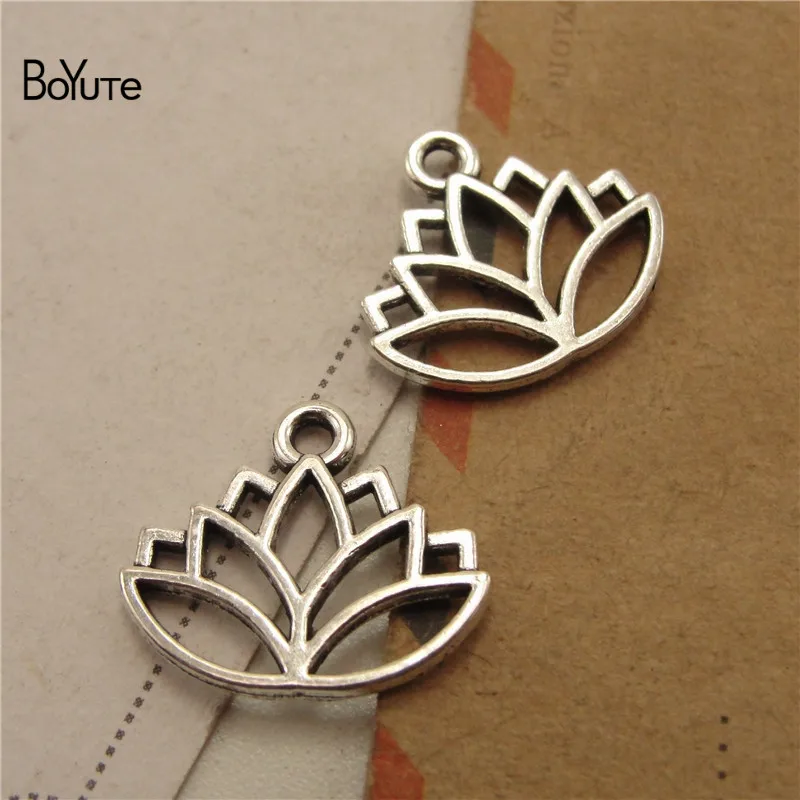 BoYuTe (200 PiecesLot) Metal Alloy Antique Bronze Silver Gold Lotus Charms Pendant for Jewelry Making (3)