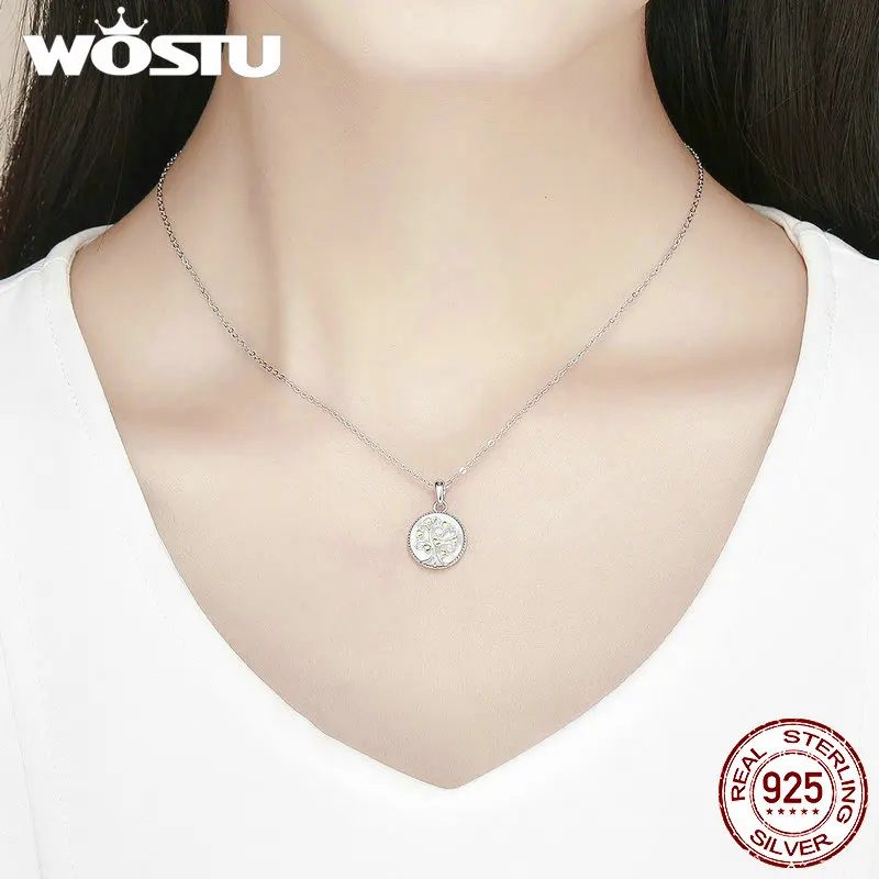 Женское ожерелье с подвеской WOSTU из стерлингового серебра 925 пробы и золотого