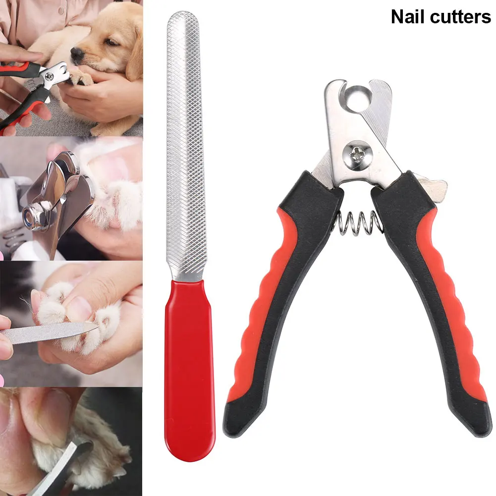 Portable Stainless Steel Dog Cat Nail Clipper + File Kit Toe Care Dogs