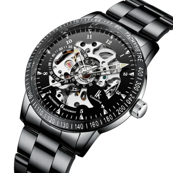 Cena IK kolorystyka automatyczny zegarek dla mężczyzn kobiety ze stali nierdzewnej stalowy pasek analogowy szkielet