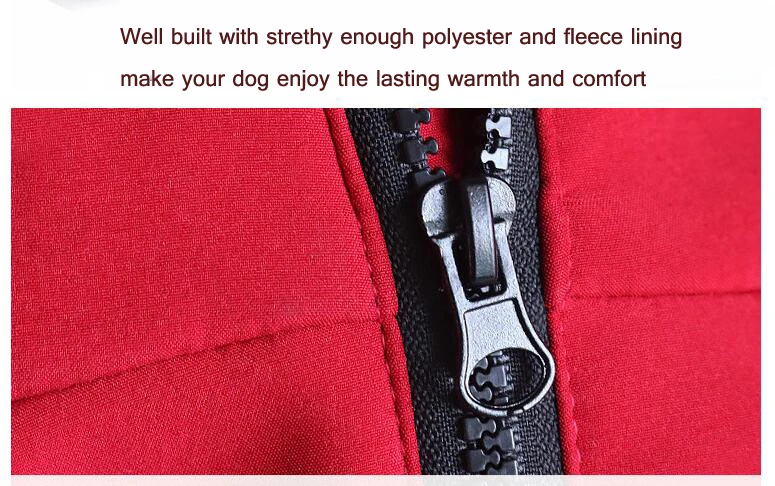 Pet Dog Jacket Polyester Fleece Lined Dog Coat with Reflective Strip Oudoor Sport Dog Clothes for Medium to Large Dogs