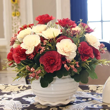 Современная керамическая ваза+ набор искусственных цветов, статуэтка, украшение для дома, ремесла Livingroon, настольная Роза, искусственный цветочный горшок, ваза, орнамент - Цвет: style22