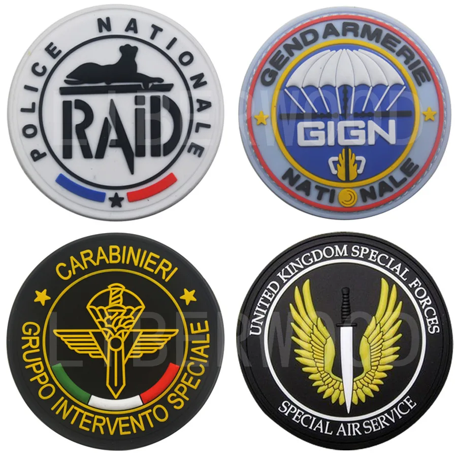 GIGN RAID французская армейская ПВХ патч британская S.A.S. SAS GIS Италия спецназ 3D крючок