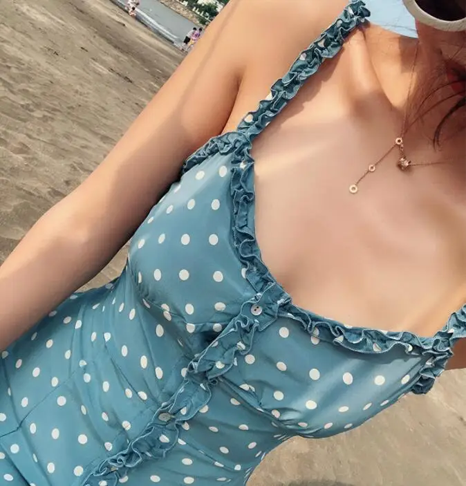 Avant Robes Bouton Fille Spot Blanc D'été Blue Slim Mini Soie Sans Et 100 Manches Femmes Doux Bleu Taille Haute TxHtEwqgw