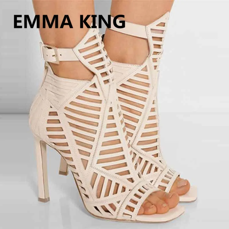 

2019 Fashion Gladiator Sandals Women High Heels Shoes Woman Open Toe Hollow Ladies Summer Ankle Boot For Woman Thin Heel Sandals