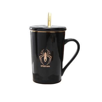 

Creative Avengers 360ML Ceramic Coffee Mug Tea Cup With Cover Spoon Marvel Superhero Porcelain cup With Gift Box