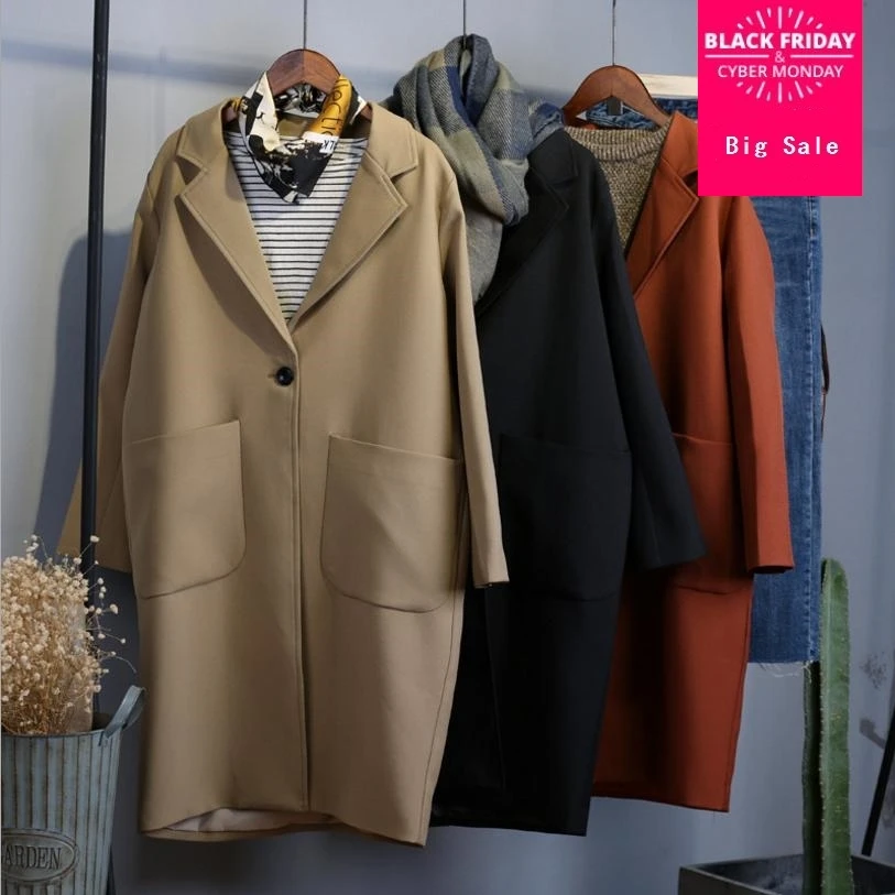 Style Section Tranchée Couleur Profil Nouvelles Automne D'hiver L1034 Coupe Bf 2018 Lâche Longue Manteau Femmes Black De Outwear Solide vent Et mnON8w0v