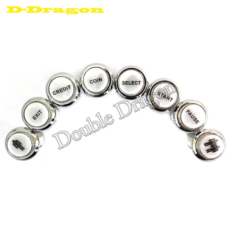 

CHROME Arcade Push Button Silver Plated With Micro Switch 33mm 12V Illuminated 1P 2P START PAUSE EXIT CREDIT COIN SELECT