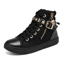 YeddaMavis Shoes Black Rivet High Top Canvas Shoes Women Shoes Women Sneakers New Korean Side Zipper Womens Shoes Woman Trainers original vans new arrival high top women s black and wthite mskateboarding shoes sport shoes canvas shoes sneakers free shipping