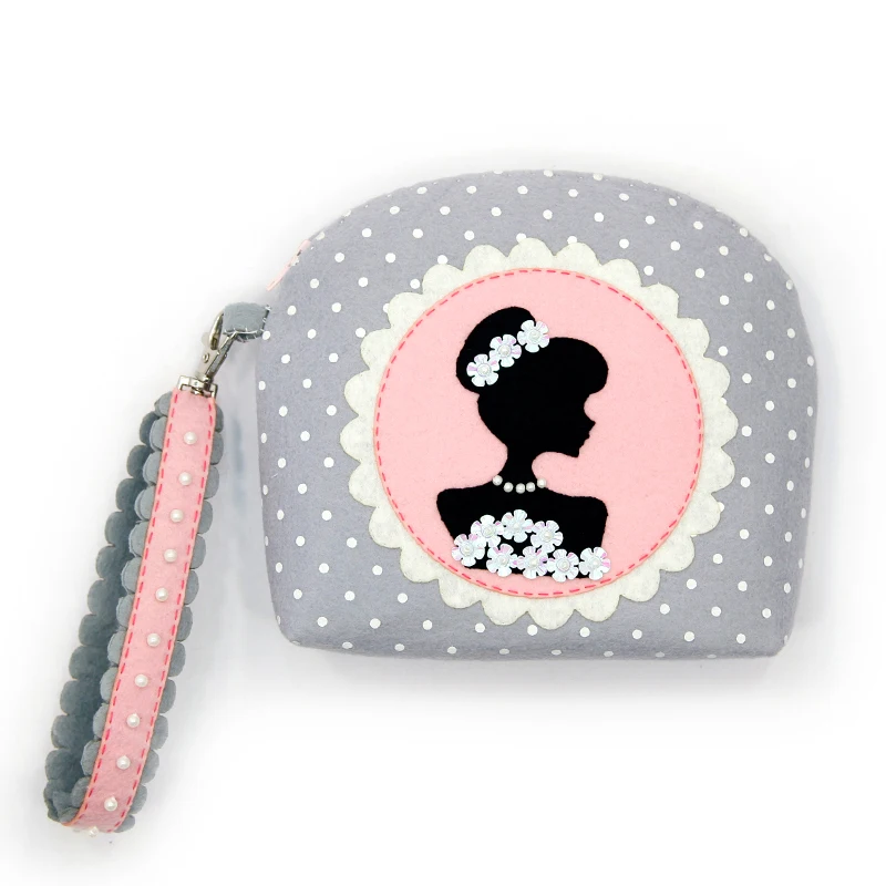 

Felt DIY Women Plush Coin Bag Purse Zip Change Purse Wallet Kids Women Gift Felt Handmade Sewing DIY Material Package