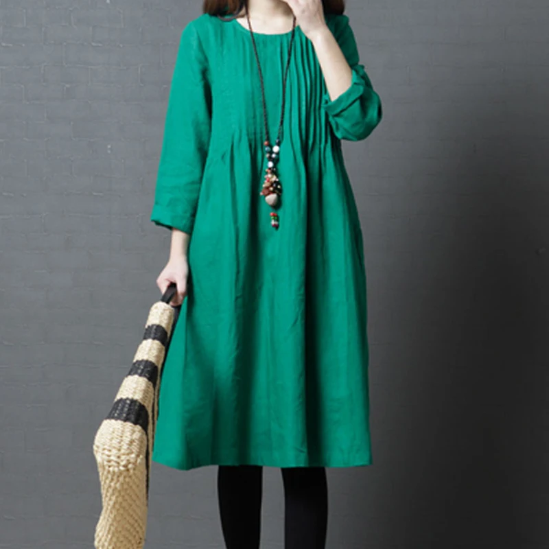 

Vestido De Festa Real Vadim Size New Arrival Spring 2019 Korean Version Of Large Women's Fashion Comfortable Linen Solid Color