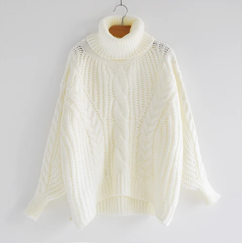 Свободные осенние пуловеры с рукавами, новинка, яркие цвета, рукав-фонарик, ленивый ветер, зимний свитер большого размера для женщин - Цвет: Бежевый