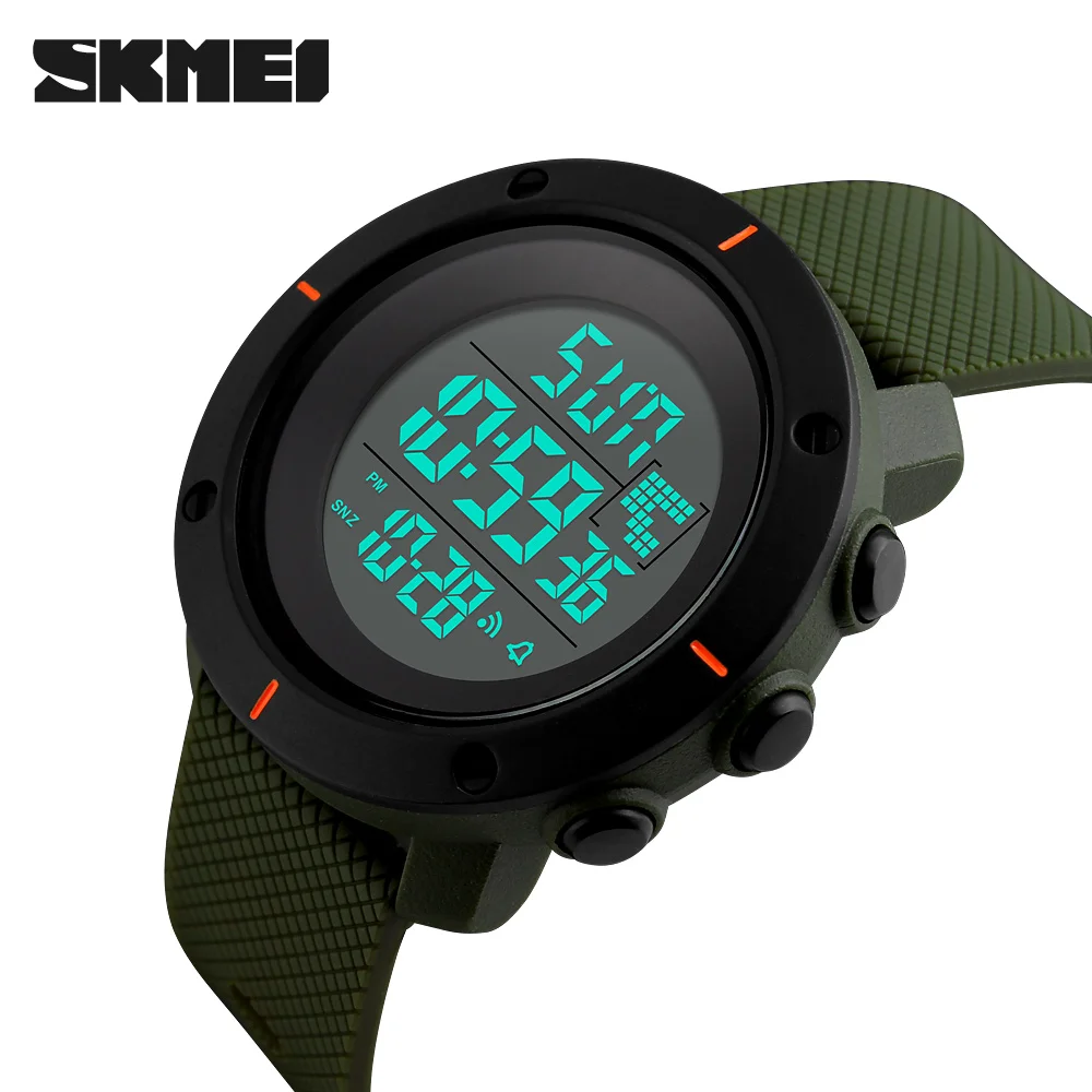 Бренд SKMEI, спортивные цифровые часы, мужские Модные Водонепроницаемые многофункциональные военные светодиодный цифровые часы, уличные наручные часы - Цвет: Army Green