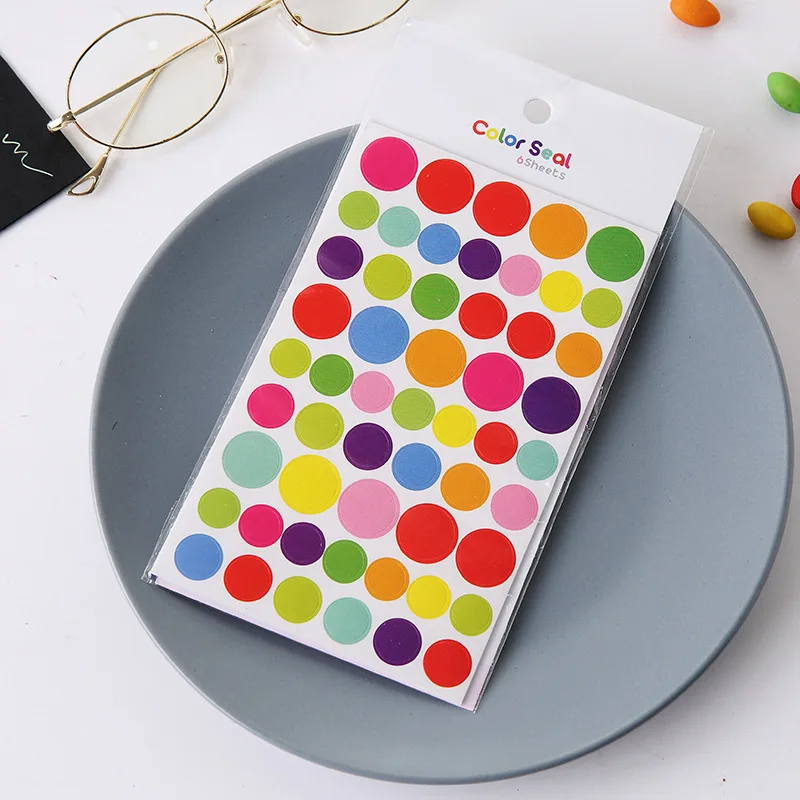 6 Pcs Handmade Stickers Creative Star Love Circle Sticker DIY Album Stitch Handbook Sticker Box Self-adhesive Label Paper Circle 6 Pcs Handmade Stickers Creative Star Love Circle Sticker DIY Album Stitch Handbook Sticker Box Self-adhesive Label Paper Circle