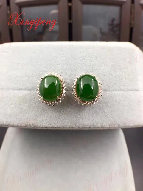 18 K Rose Gold Hetian Jade Earrings Design Is Beautiful In 18 K Rose Gold Hetian Jade Earrings Design Is Beautiful