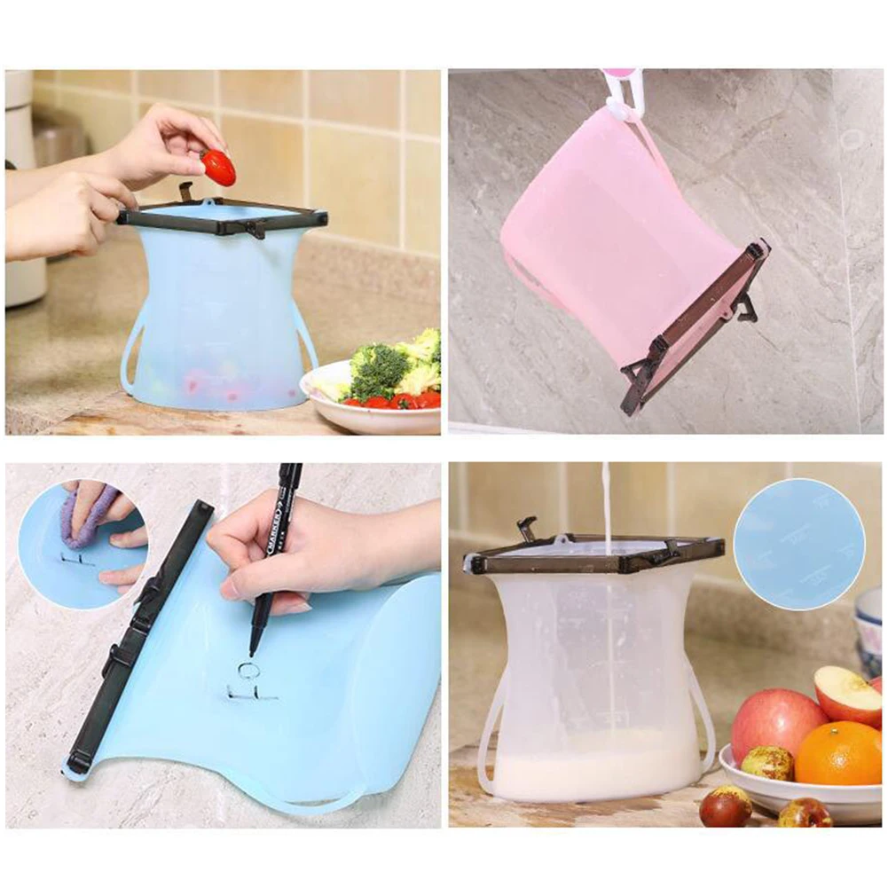 Portable Silicone Food Preservation Bag Sealed Bag Refrigerator Storage Bax Vegatable Meat and Fruit Food Kitchen Accessories