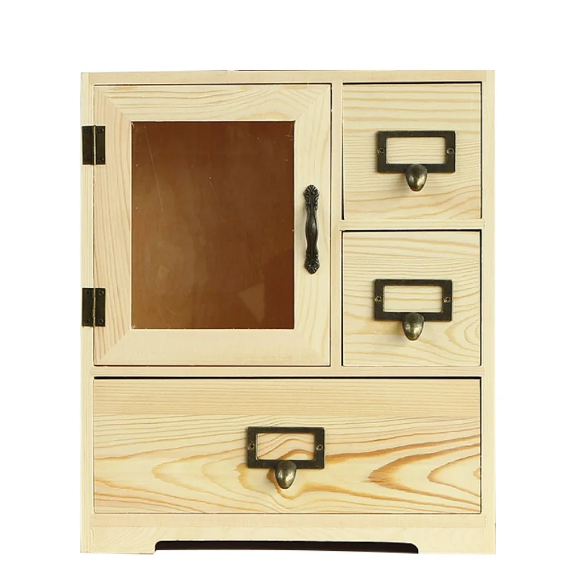 Креативный Настольный косметический ящик для хранения, твердый деревянный шкаф для хранения, деревянный стол, ящик для хранения