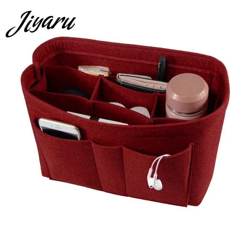 Womens Makeup Organizer Felt Cloth Insert Bag Multifunctional Women Cosmetic Bag Makeup Bag for Ladies Travel Organizer