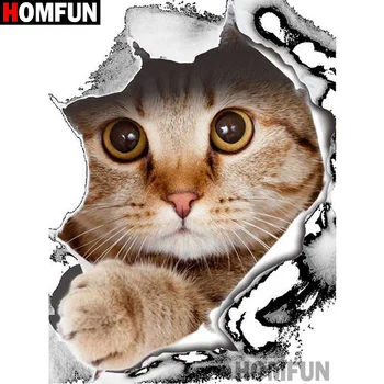 

HOMFUN Full Square/Round Drill 5D DIY Diamond Painting "Animal cat" 3D Diamond Embroidery Cross Stitch Home Decor A19833