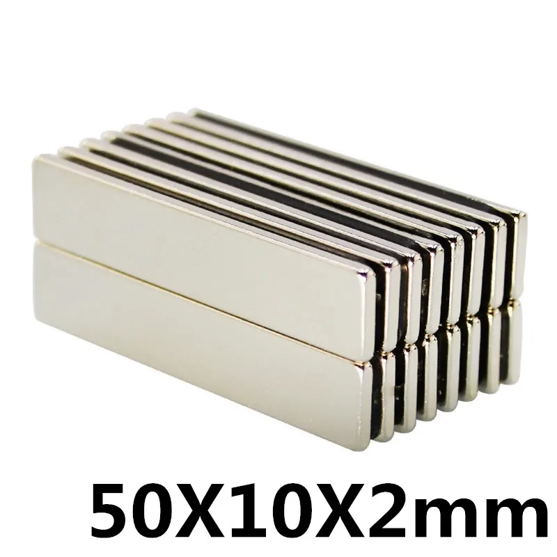 5 шт. 50x10x2 мм неодимовый магнит Блок N35 постоянный супер сильный Мощный маленький Магнитный Магнит квадратный 50*10*2 мм