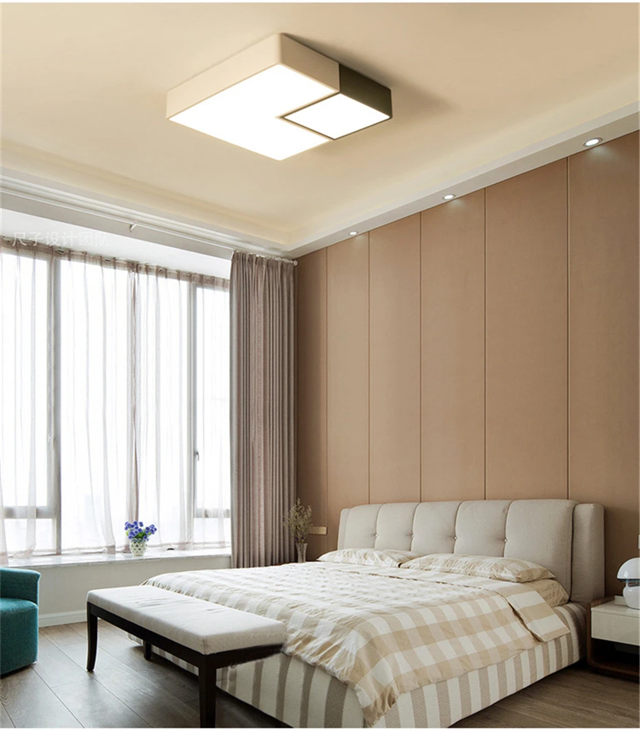 Lâmpada do Quarto Simples Geométrica Praça Led Teto Lâmpada da Cozinha da Moderno Preto e branco Lamparas Techo Restaurante Luminária Casa 2 Luzes de teto
