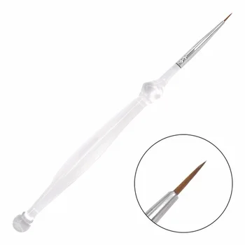 WUF 1 PC Professional Nails Pen Clear Handle Sable Nail Brushes Styling Tools Drawing Painting Brush Pen For Nails 12