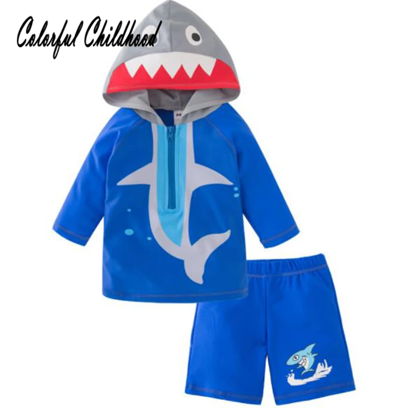 

Boys beachwear summer cartoon shark design short sleeve swimsuit toddler kids bathing suit children beach clothes
