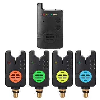 

Lixada Wireless Fishing Bite Alarms Set 4pcs Digital Fishing Alarm Indicator Bell Receiver Fishing Tackle with Zippered Box