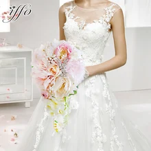 Коралловый Розовый пион розы невесты капли воды букет, искусственный цветок Кристалл Бабочка Свадебный букет, свадебный цветок Декор