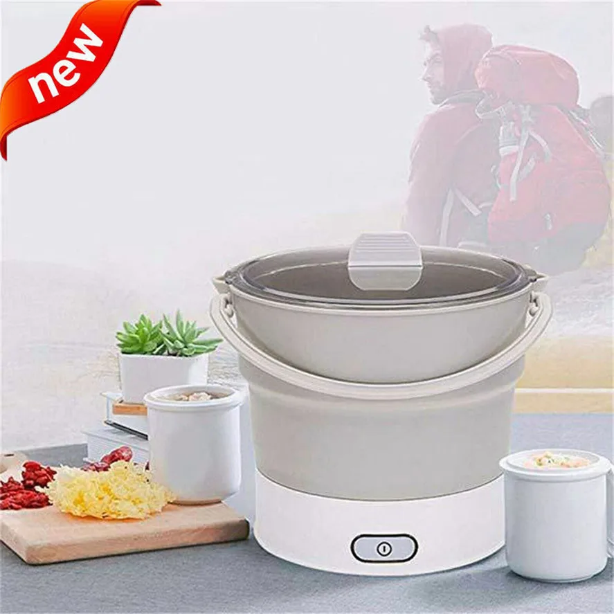 

New US Plug Soup Pots 1PC Foldable Electric Portable Hot Pot Cooker Kettle Steamer Boil Dual Voltage Pot 0718#30