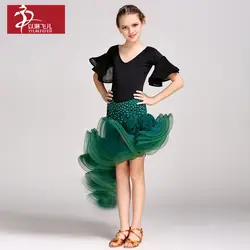 Новая распродажа Девочки Мода Костюмы для латиноамериканских танцев Танцы костюм Танго Румба Чача Танцы конкурс Производительность