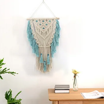 

Boho Handmade Cotton Wall Hanging Tapestry Lace Tassle Fabrics Bohemian Backdrop Wedding Decoration Macrame Wall Art