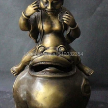 1" Китайский Чистая Бронзовый Деньги Богатство Liuhai Драмы JinChan курильница курильница