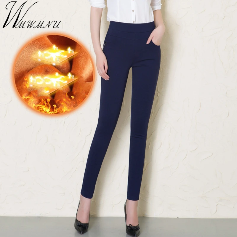 Plus size 6XL Warm Winter Pants For Women Causal add Thick Velvet